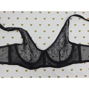 Victorias Secret Sheer Black Unlined Plunge Bra 34C